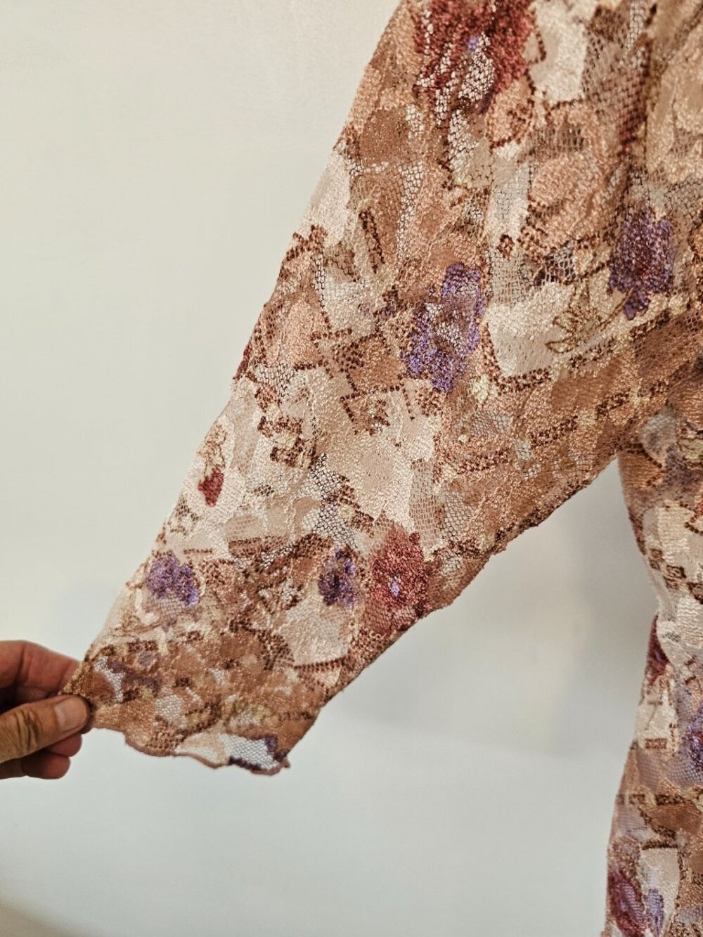 Vintage Dressbarn Blouse Lace Sheer Whimsical Floral Pink Purple 2XL - Picture 2 of 7
